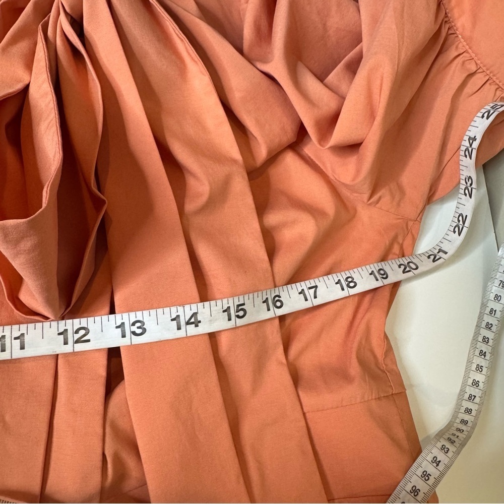 New York & Co High-Low Salmon Top w/ Bow and Puff Sleeves Size XL - Picture 7 of 11